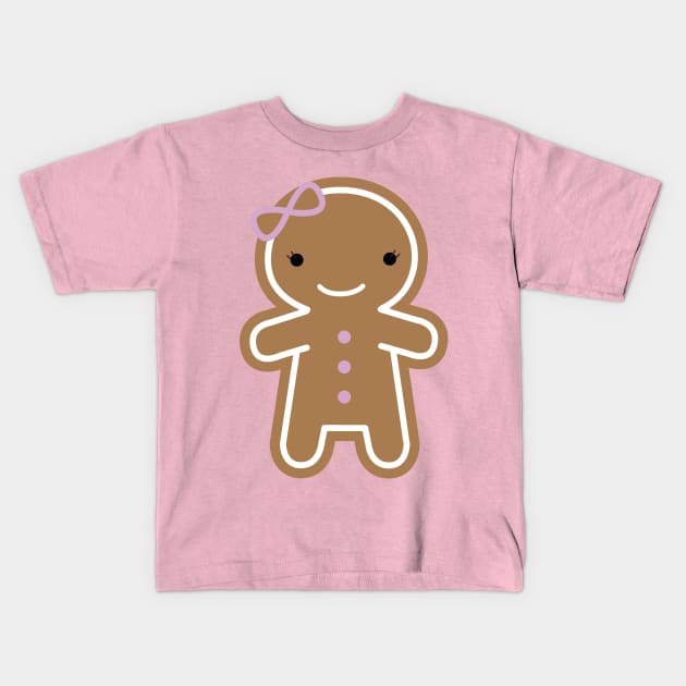 Kawaii Gingerbread Girl Kids T-Shirt by marcelinesmith